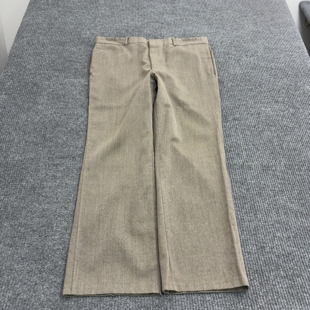 Vintage LL Bean Trousers Mens 37x28 Brown Wool Straight Leg Classic Prep Style